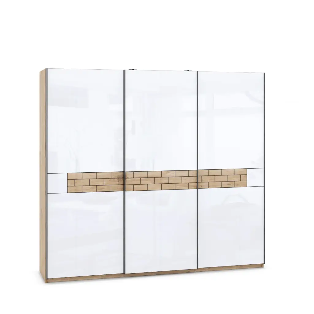 [008073] Гардероб XLine 07 (златен дъб харбър + МДФ бял гланц, 180, V10)