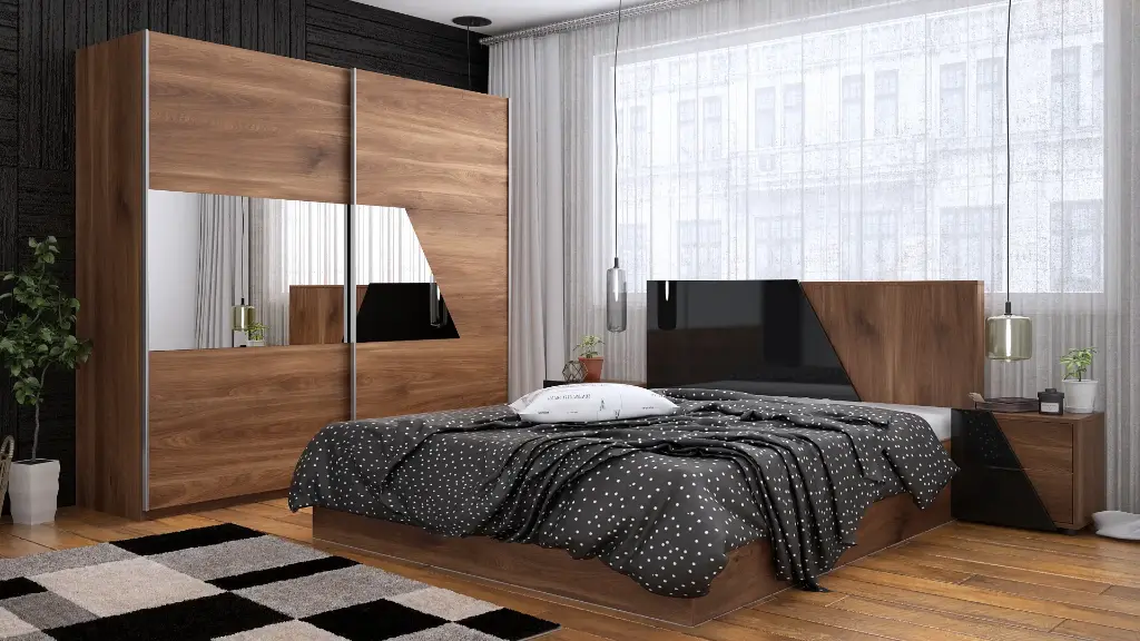 [1319] Спален комплект Agata (brandy castello oak + black gloss MDF)