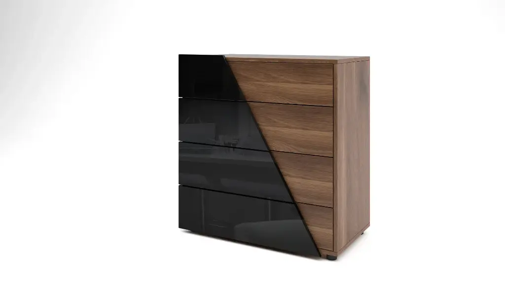 [1322] Скрин Agata (дъб бренди кастело + МДФ черен гланц)