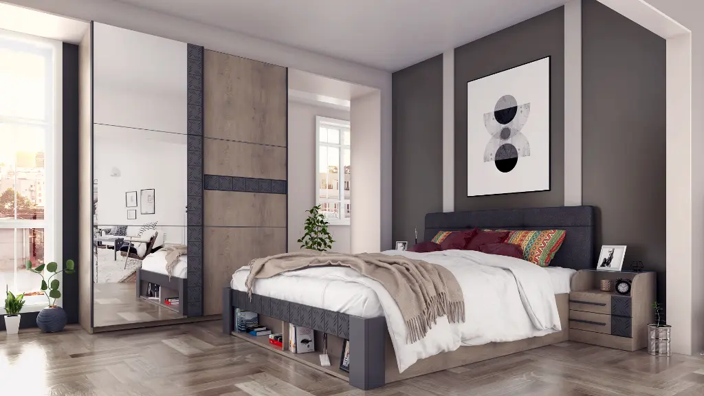 [009054] Спален комплект Midford (canollo cremona oak + soft black)