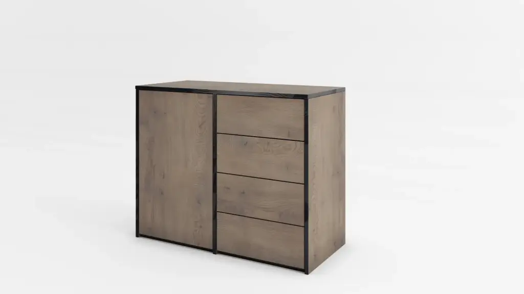 [009074] Скрин Toledo (canollo cremona oak + black gloss MDF)