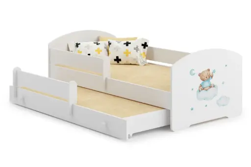 Детско двойно легло LUK II 160 x 80 с 2 матрака и различни мотиви (blue bear) — снимка 1