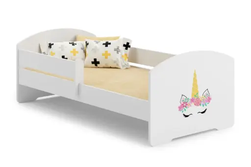 Детско легло Luk с парапет и различни мотиви (140 х 70 см, unicorn) — снимка 1