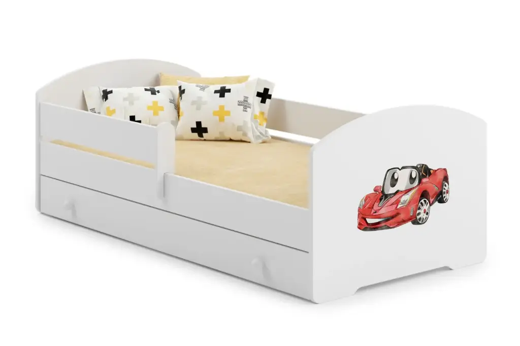 [010197] Детско легло Luk с парапет и чекмедже с различни мотиви (140 х 70, auto)