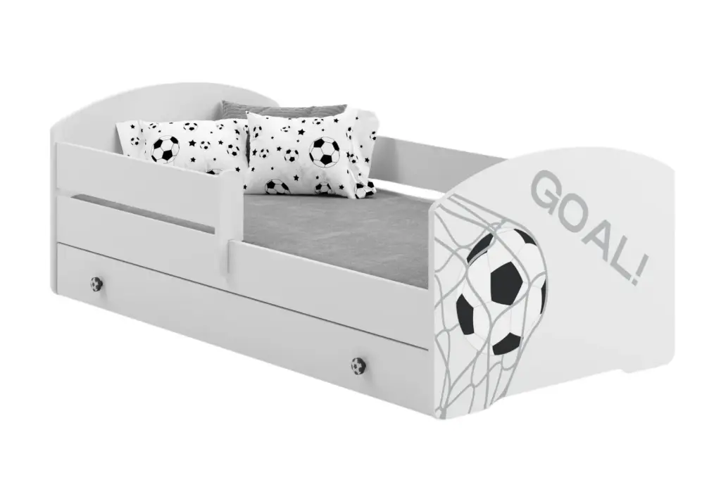 [010273] Детско легло Luk с парапет и чекмедже с футболен мотив