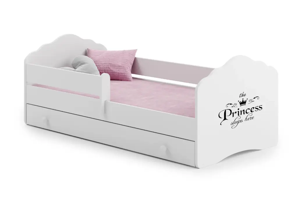 [010302] Детско легло FALA с парапет и чекмедже с различни мотиви (140 х 70 см, princess)