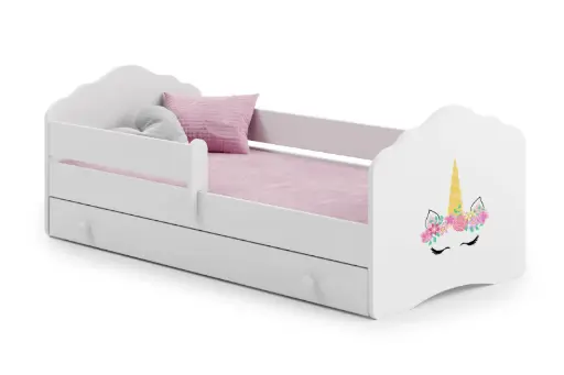 Детско легло FALA с парапет и чекмедже с различни мотиви (140 х 70 см, unicorn)