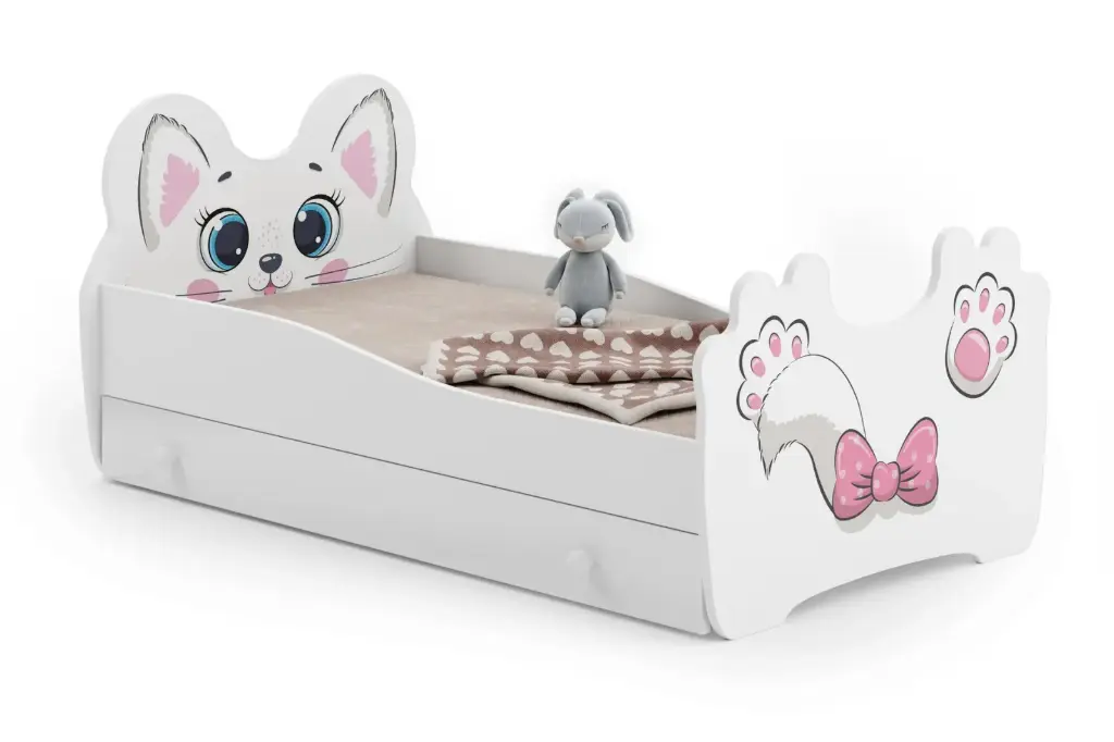 [010364] Детско легло Pink cat с чекмедже (140 х 70 см)