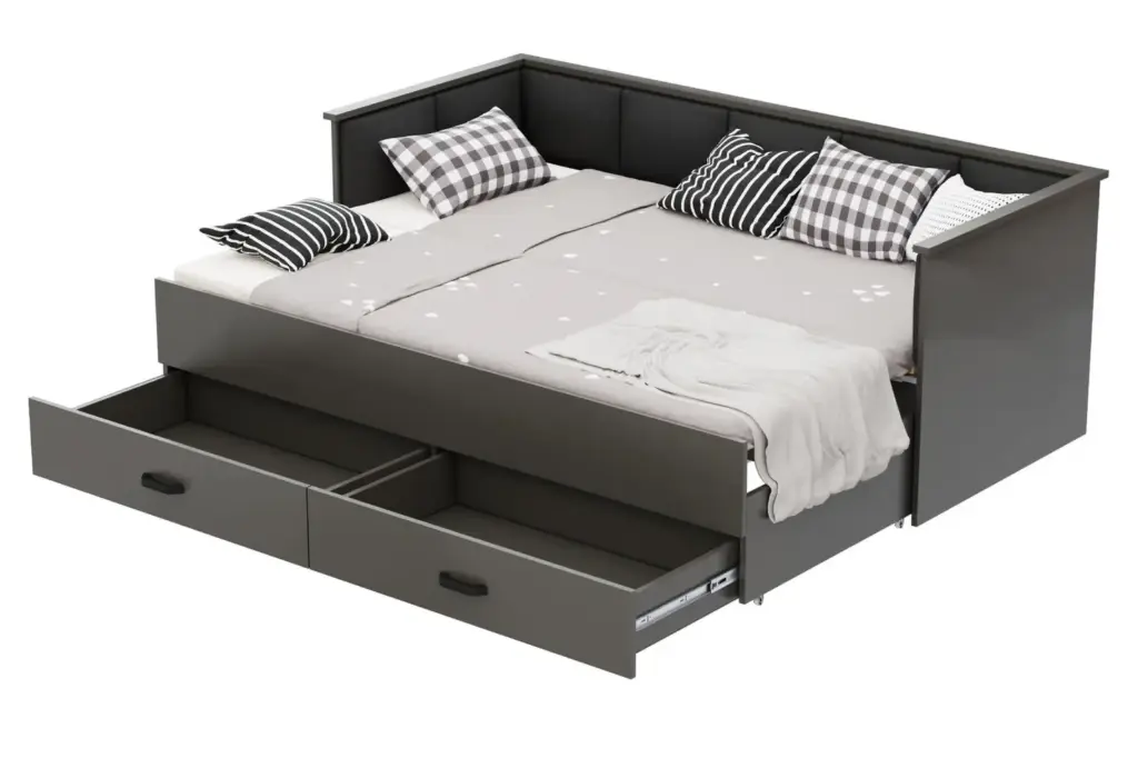 Двойно легло HELIOS 200x160 - Бяло, розови панели